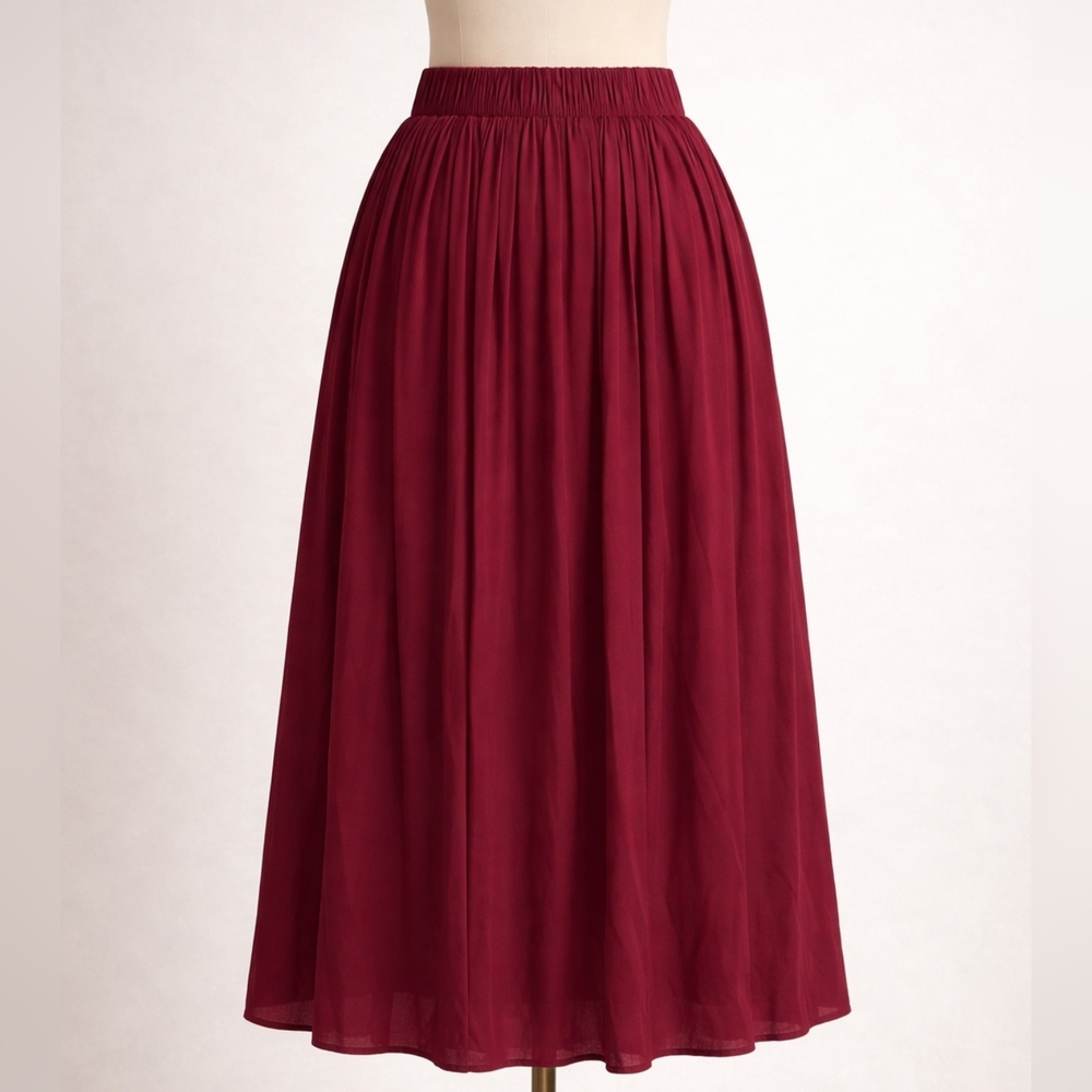 GAP Burgundy Gathered Midi‎ Skirt XS